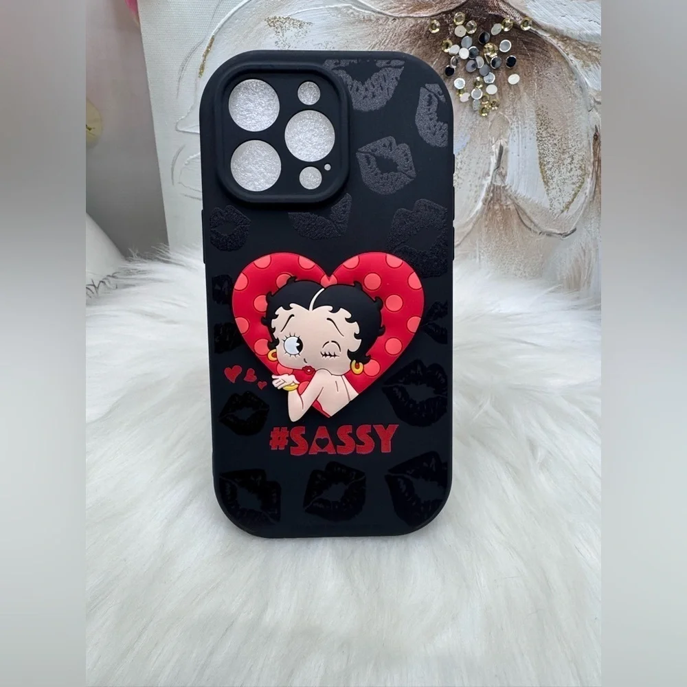 Sassy Betty Boop Black and Red Apple iPhone 15 Pro Max Case